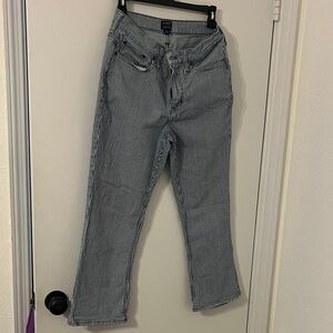 J. Crew Striped High-Rise Crop Flare Jeans